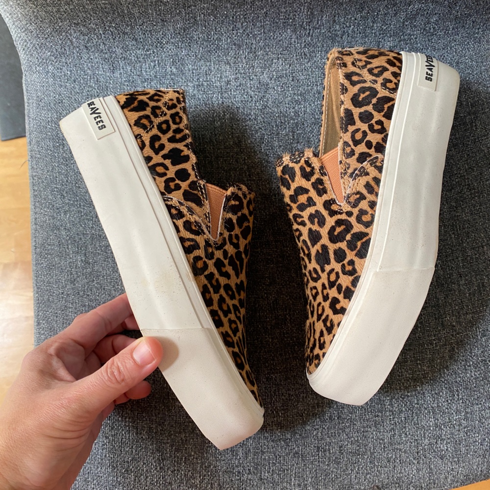 SEAVEES Haircalf Platform Slip On Sneakers Shoes